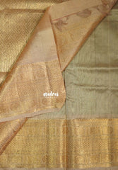 Dark Classic Green - Meenakshi - Light Weight Pure Silk Cotton Saree Rudraksham, Annam Buttas With Big Traditional Getti Border  Contrast Pallu and Blouse - Perfect for Wedding Functions