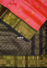 Candy Peach Pink - Meenakshi - Light Weight Pure Silk Cotton Saree Traditional Border with Mayil Buttas Contrast Pallu and Blouse - Perfect for Wedding Functions