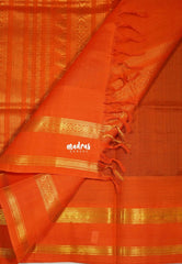 Deep Maroon - Meenakshi - Light Weight Pure Silk Cotton Saree Square Checks Body with Temple Weaving Traditional Border Contrast Pallu and Blouse - Perfect for Wedding Functions
