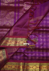 Black and White - Meenakshi - Light Weight Pure Silk Cotton Saree Checks Weaving with Mango Border Contrast Pallu and Blouse - Perfect for Wedding Functions