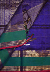 Violet Purple - Meenakshi - Light Weight Pure Silk Cotton Saree Checks with Thousand Buttas and Rettapet Rudraksham Border - Perfect for Wedding Functions