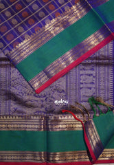 Violet Purple - Meenakshi - Light Weight Pure Silk Cotton Saree Checks with Thousand Buttas and Rettapet Rudraksham Border - Perfect for Wedding Functions