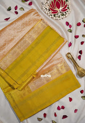 Cantaloupe Peach - Meenakshi -  Light Weight Pure Silk Cotton Saree Zari Muthukattam Body with Buttas Contrast Pallu and Blouse - Perfect for Wedding Functions