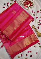 Dual Shade Queen's Pink - Meenakshi - Light Weight Pure Silk Cotton Saree Muthu Kattam with Mayil Buttas and Rich Pallu - Perfect for Wedding Functions