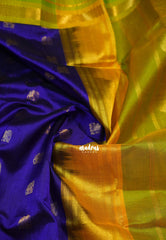 Violet Blue - Meenakshi -  Light Weight Pure Silk Cotton Saree Elephant Border and Buttas - Perfect for Wedding Functions