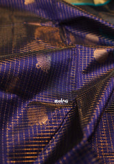 Midnight Blue - Meenakshi - Light Weight Pure Silk Cotton Saree Zari Muthu Kattam with Mayil Buttas Contrast Pallu and Blouse - Perfect for Wedding Functions