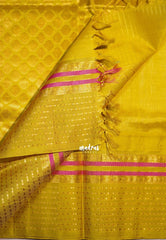 Powder Beige - Meenakshi -  Light Weight Pure Silk Cotton Saree Zari Muthukattam Body with Buttas Contrast Pallu and Blouse - Perfect for Wedding Functions