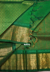 Dual Shade Candy Peach Pink - Meenakshi -  Light Weight Pure Silk Cotton Saree Laksham Buttas in Checks Body with Yanai Border - Perfect for Wedding Functions