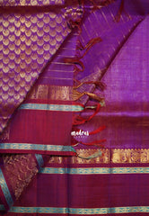 California Peach - Meenakshi -  Light Weight Pure Silk Cotton Saree Zari Checks Body with Yanai Border - Perfect for Wedding Functions