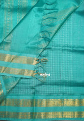 Purple and White - Meenakshi - Light Weight Pure Silk Cotton Saree Micro Checks with Mayil, Rudraksham Border Contrast Pallu and Blouse - Perfect for Wedding Functions