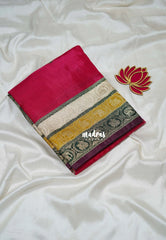 Raspberry Pink - Swara – Grandeur Pure Viscose Silk Saree Tri-color 3D Elephant & Mayil Butta with Contrast Pallu and Blouse - Best for Wedding Function | Diwali Festive