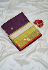 Deep Jamun Purple - Swara – Grandeur Pure Viscose Silk Saree Tri-color 3D Elephant & Mayil Butta with Contrast Pallu and Blouse - Best for Wedding Function | Diwali Festive