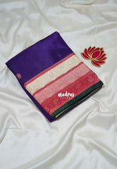 Violet Purple - Swara – Grandeur Pure Viscose Silk Saree Tri-color 3D Elephant & Mayil Butta with Contrast Pallu and Blouse - Best for Wedding Function | Diwali Festive