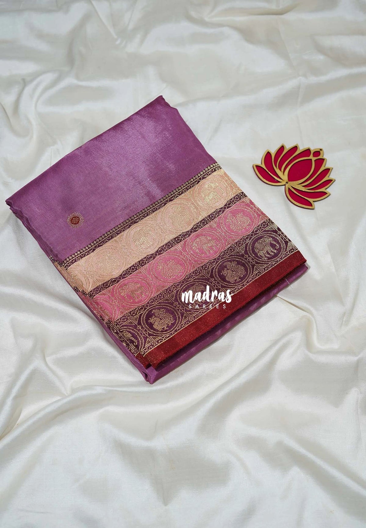 Mauve Onion Pink - Swara – Grandeur Pure Viscose Silk Saree Tri-color 3D Elephant & Mayil Butta with Contrast Pallu and Blouse - Best for Wedding Function | Diwali Festive