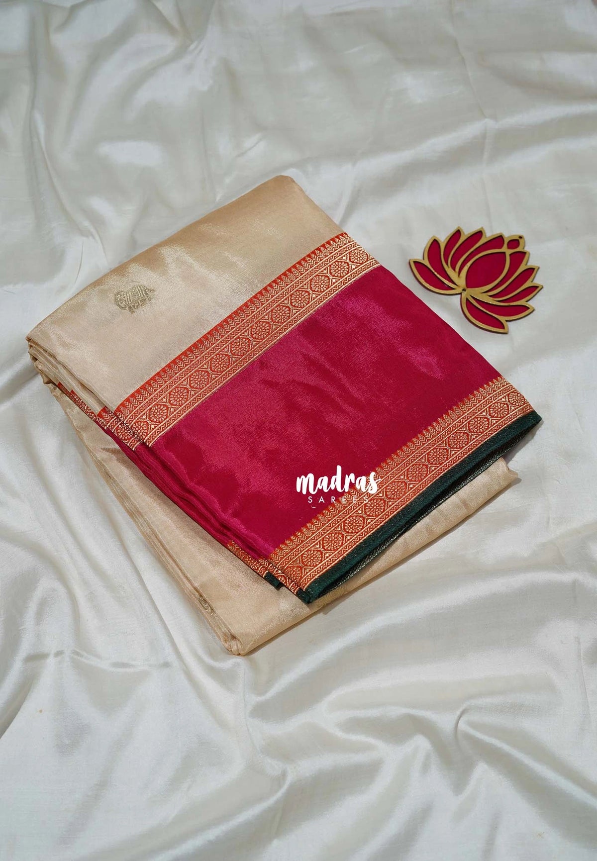 Creamy Beige - Swara – Grandeur Pure Viscose Silk Saree Elephant Buttas & Rettapet Border with Contrast Pallu and Blouse - Best for Diwali Festive | Wedding Functions