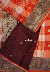 Jet Black & Grey - Swara – Grandeur Pure Viscose Silk Saree Madras Checks & Gandaberunda Buttas with Yaanai Border Contrast Pallu and Blouse - Best for Diwali Festive | Wedding Functions