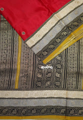 Chilli Red - Swara – Grandeur Pure Viscose Silk Saree Tri-color 3D Elephant & Mayil Butta with Contrast Pallu and Blouse - Best for Wedding Function | Diwali Festive