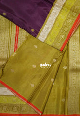 Deep Jamun Purple - Swara – Grandeur Pure Viscose Silk Saree Tri-color 3D Elephant & Mayil Butta with Contrast Pallu and Blouse - Best for Wedding Function | Diwali Festive