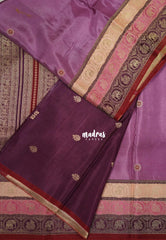 Mauve Onion Pink - Swara – Grandeur Pure Viscose Silk Saree Tri-color 3D Elephant & Mayil Butta with Contrast Pallu and Blouse - Best for Wedding Function | Diwali Festive