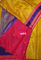 Golden Mustard - Swara – Grandeur Pure Viscose Silk Saree with Bird & Butta Border Contrast Pallu and Blouse - Best for Diwali Festive | Wedding Functions