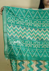 Sea Green - Roopa - Lightweight semi tussar grooves weaving with zig zag prints