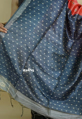 Peach Orange - Roopa - Lightweight semi tussar with digital prints ikkat tissue border