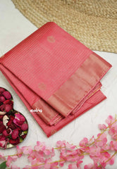 Raaga - Lightweight Semi tussar flower motif with kantha stich weaving  - Peach pink