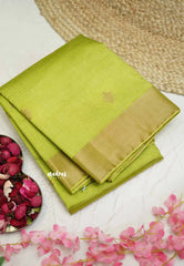 Raaga - Lightweight Semi tussar flower motif with kantha stich weaving  - Neon green