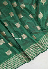 Dual Shade Emerald Green - Raaga - Raw Mango Tussar Silk with geometric zari buttas - Best for Small Functions