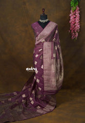 Dual Shade Wine Plum - Raaga - Raw Mango Tussar Silk with geometric zari buttas - Best for Small Functions