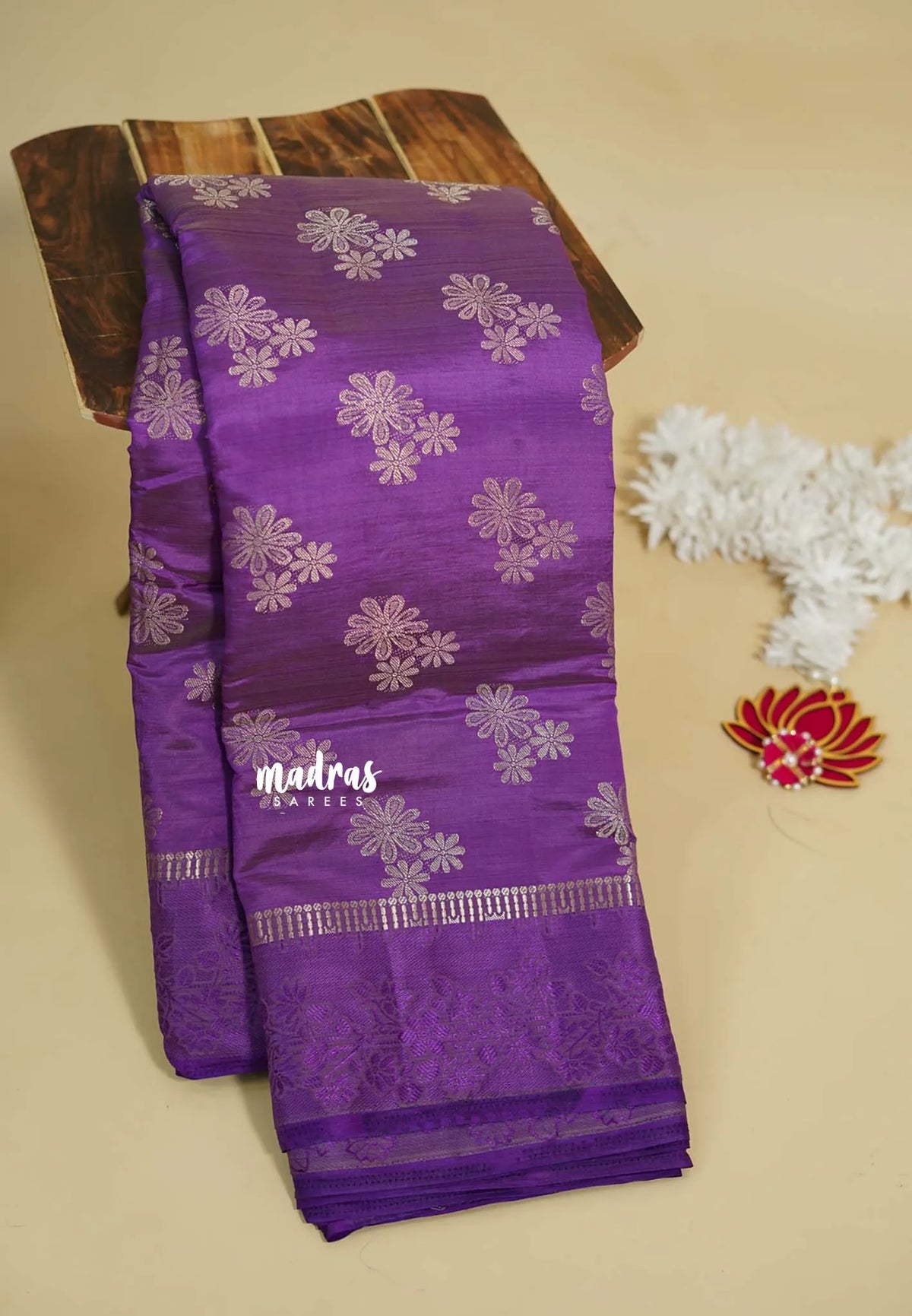 Dual Shade Violet Purple - Raaga - Semi tussar with full weaving body