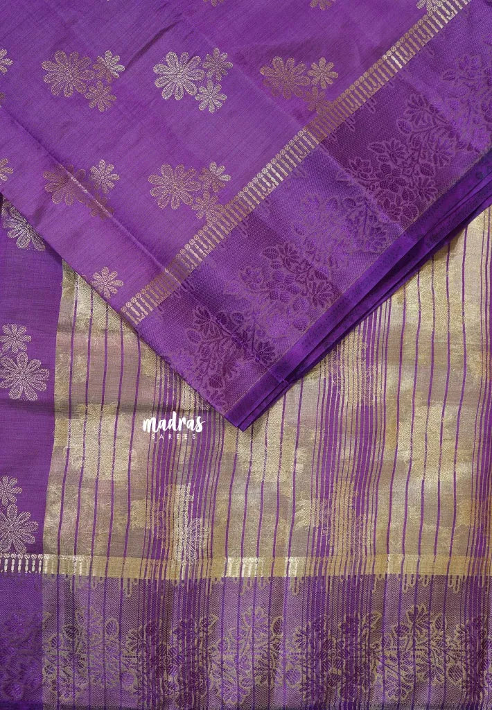 Dual Shade Violet Purple - Raaga - Semi tussar with full weaving body