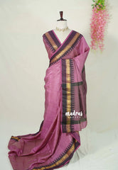 Dual Shade Onion Pink with Black - Raaga - Semi Tussar with Rudraksham Border - Best for Small Functions