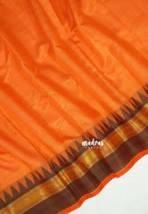 Dual Shade Orange with Black - Raaga - Semi Tussar with Rudraksham Border - Best for Small Functions
