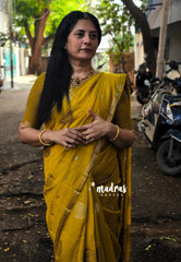 Golden glaze - Meera - Semi Tussar Saree Thread Weaving  Buttas with Tiny Border