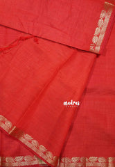 Red - Raaga - Lightweight Semi tussar saree wtih leaf border