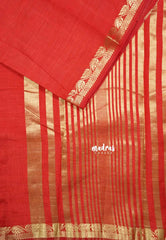Red - Raaga - Lightweight Semi tussar saree wtih leaf border