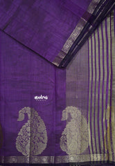 Deep purpel - Raaga - Lightweight Semi tussar saree wtih Mango border -