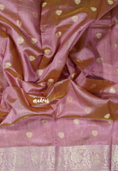Dual shade Onion Pink - Raaga - Lightweight Semi tussar saree with floral border with buttas