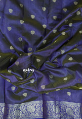 Dual shade Violet Blue - Raaga - Lightweight Semi tussar saree with floral border with buttas