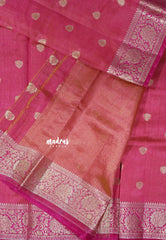 Dual shade Rose pink - Raaga - Lightweight Semi tussar saree with floral border with buttas