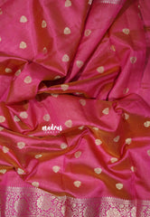 Dual shade Rose pink - Raaga - Lightweight Semi tussar saree with floral border with buttas