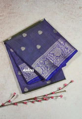 Dual shade Violet Blue - Raaga - Lightweight Semi tussar saree with floral border with buttas