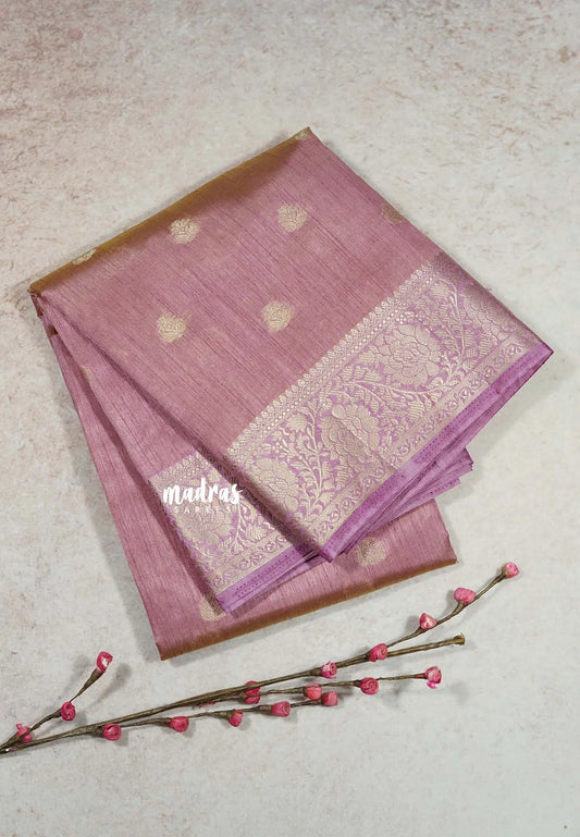 Dual shade Onion Pink - Raaga - Lightweight Semi tussar saree with floral border with buttas