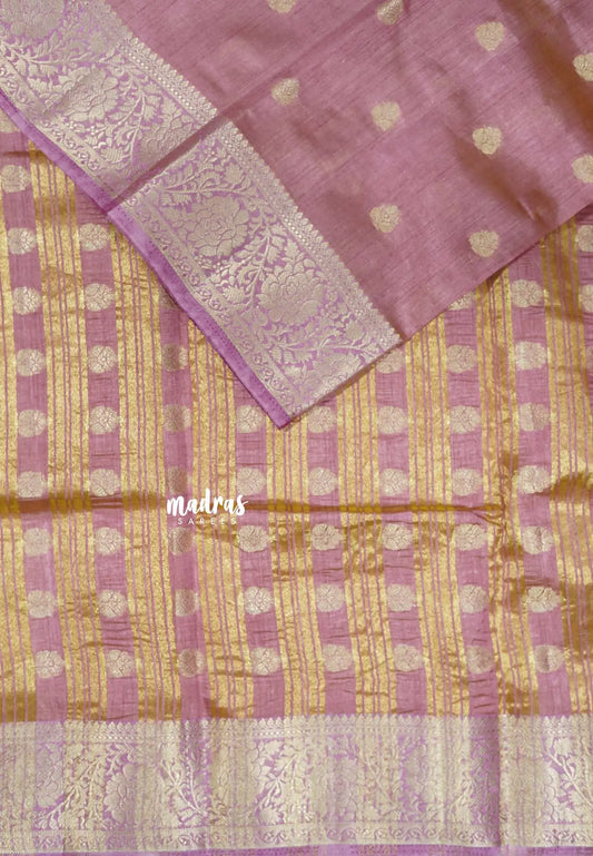 Dual shade Onion Pink - Raaga - Lightweight Semi tussar saree with floral border with buttas