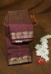 Dual Shade Brown - Raaga - Lightweight Semi tussar saree wtih leaf border - Best for Gifting