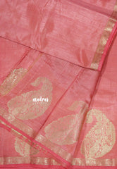 Pink Peach - Raaga - Lightweight Semi tussar saree wtih Mango border