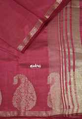 Dual Shade French Wine - Raaga - Lightweight Semi Tussar Saree with Mango Border - Best for Small Functions