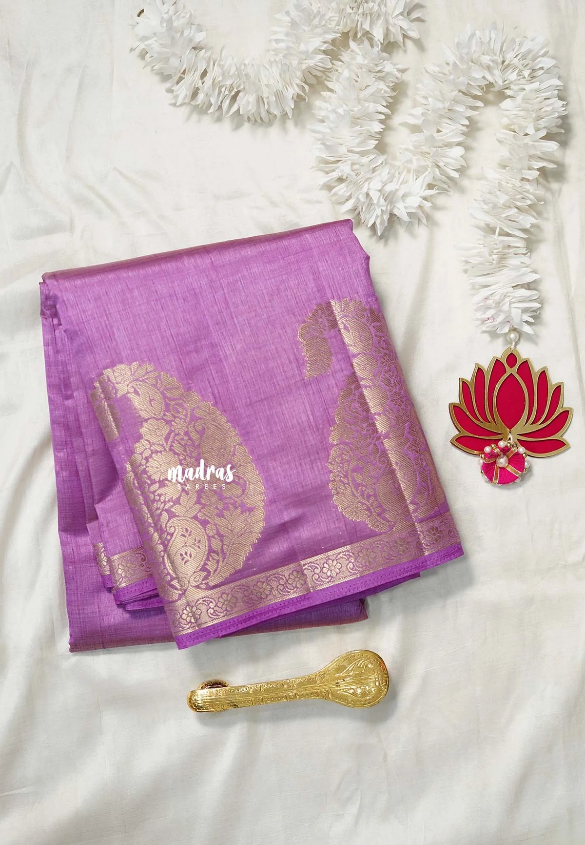 Lavender Magenta Glow - Raaga - Lightweight Semi tussar saree with Mango border - Best for Small Functions