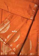 Dual Shade Rust Orange - Raaga - Lightweight Semi tussar saree with Mango border - Best for Small Functions